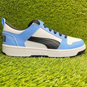 Puma Rebound Layup Mens Size 9.5 White Blue Athletic Basketball Shoes Sneakers